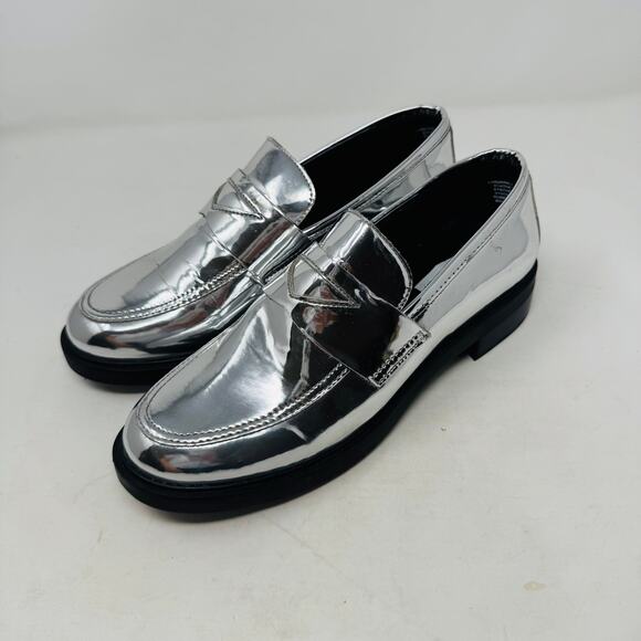 Steve Madden Metallic Silver Loafers Chunky Sole Women’s Size 9 - Picture 13 of 13
